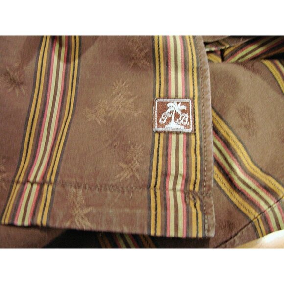 Tommy Bahama Shirt Button Up Mens Large Striped Brown Tan Pineapple Print Cotton - Picture 10 of 12